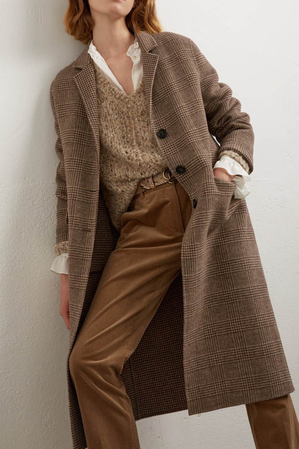 SAVERIA - Manteau en laine prince de galles Faume - seconde main