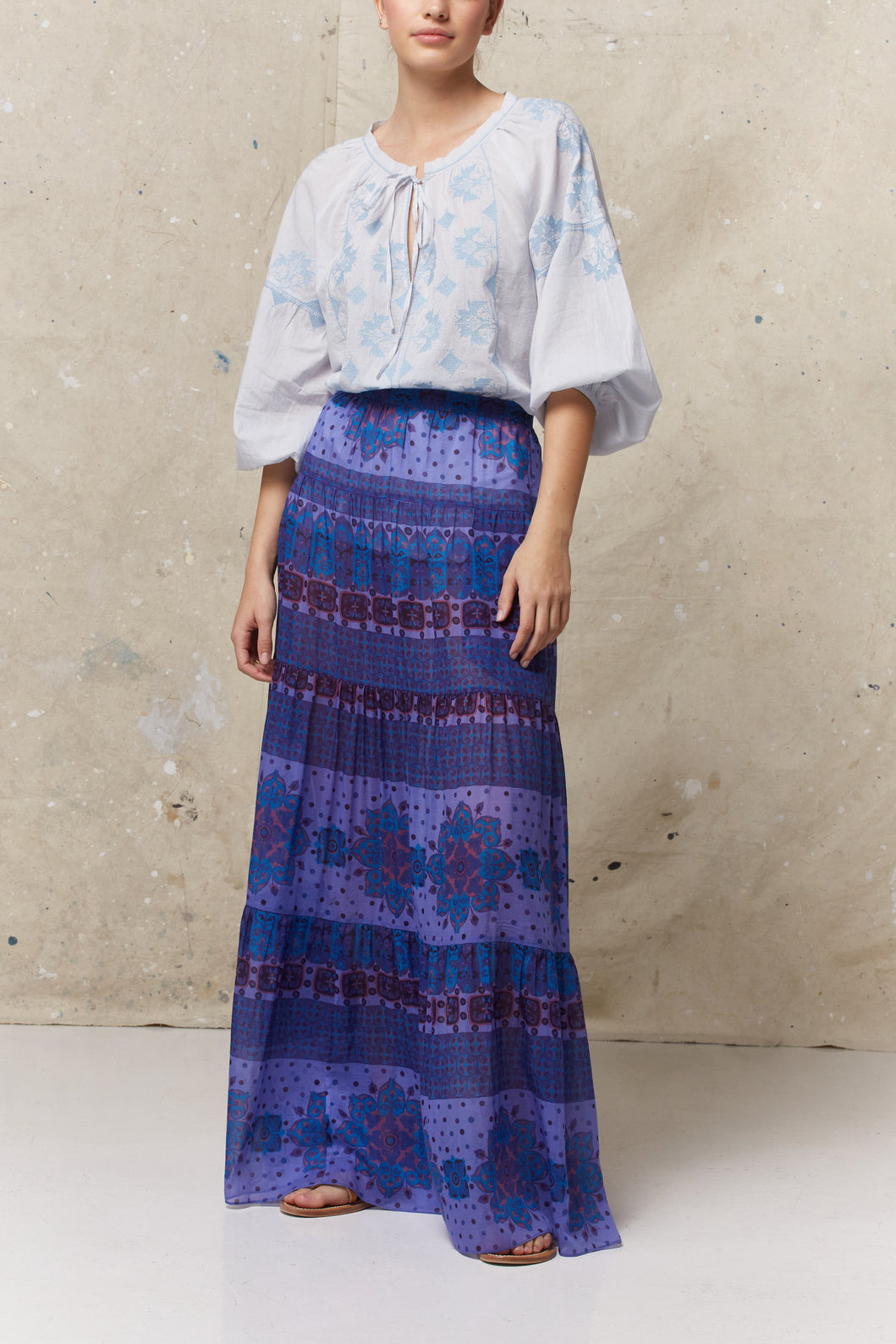 Jupe longue à étages - LEON Faume - seconde main