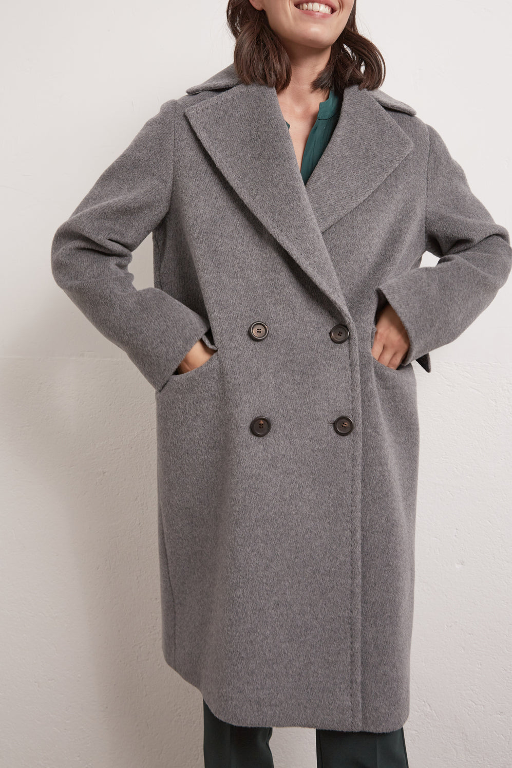 Sandy - Manteau croisé en laine et alpaga Faume - seconde main