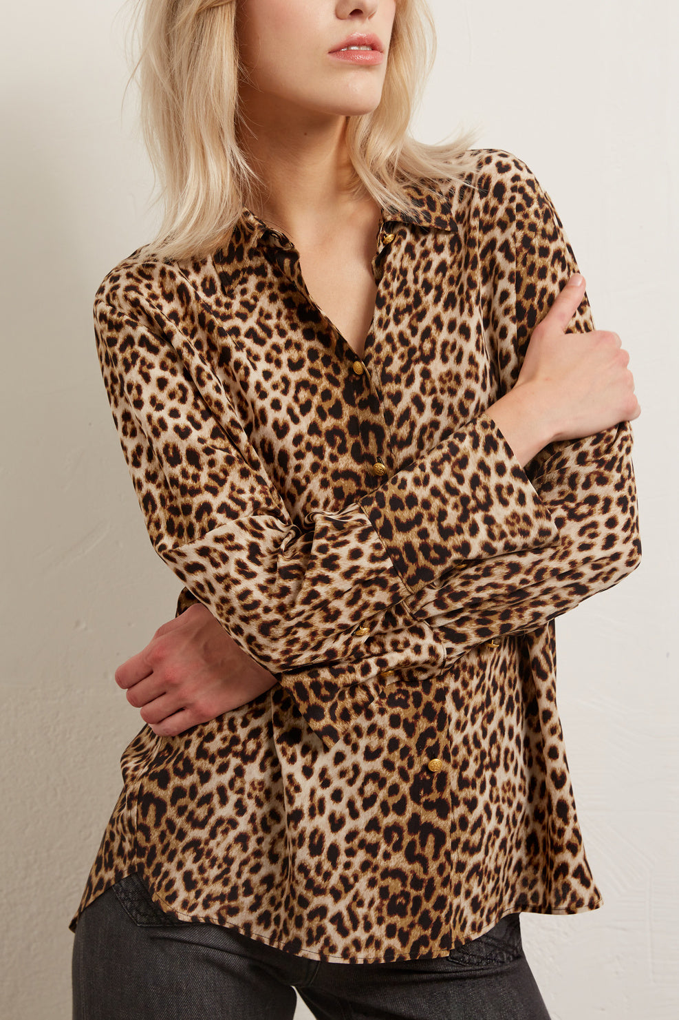 Adriana - Chemise en soie à imprimé animalier Faume - seconde main