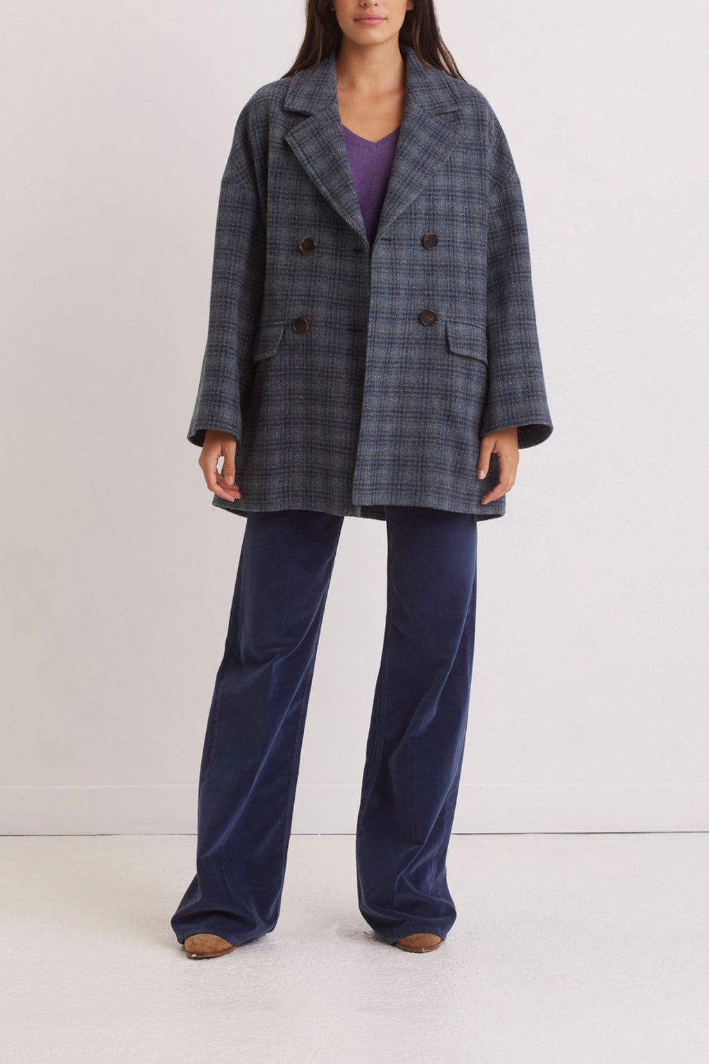 Manteau croisé à carreaux - SOLANGE Faume - seconde main