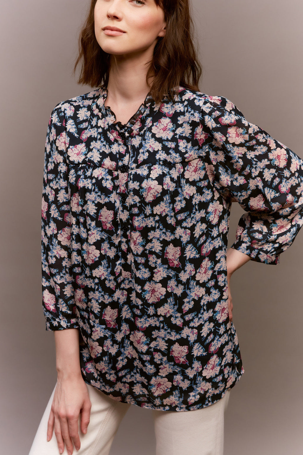 Blouse fluide à l'imprimé floral - CAMELLIA Faume - seconde main