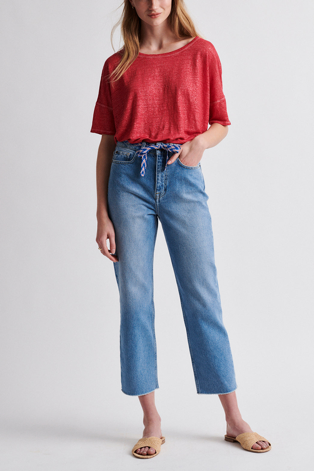 MARLENE - jean large 7/8 avec ceinture Faume - seconde main