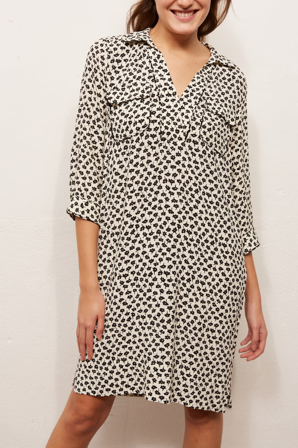 SONYA - Robe-chemise en crêpe imprimé Faume - seconde main