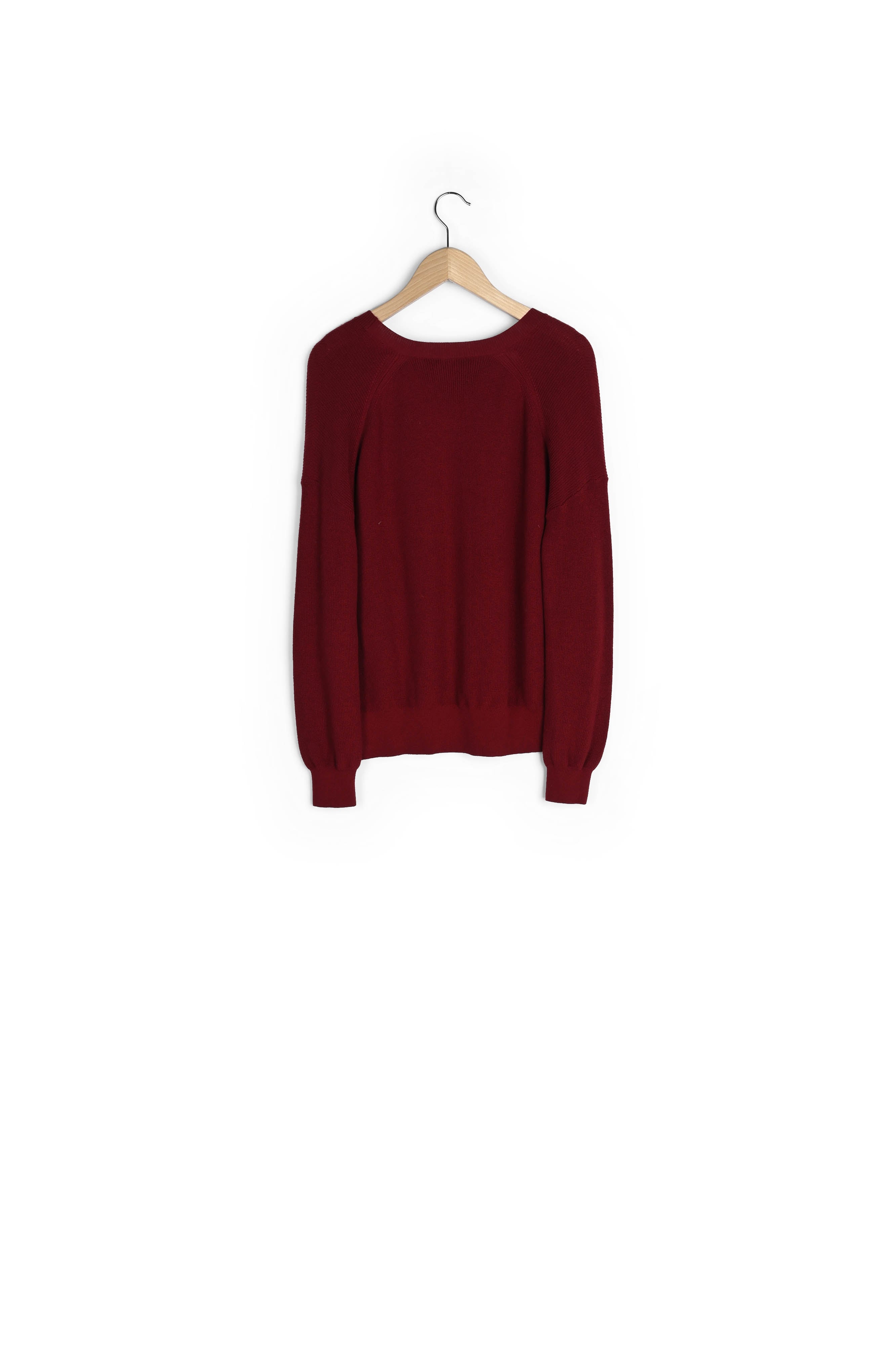 Pull V en laine et coton à fines côtes - LAURANNA Faume - seconde main