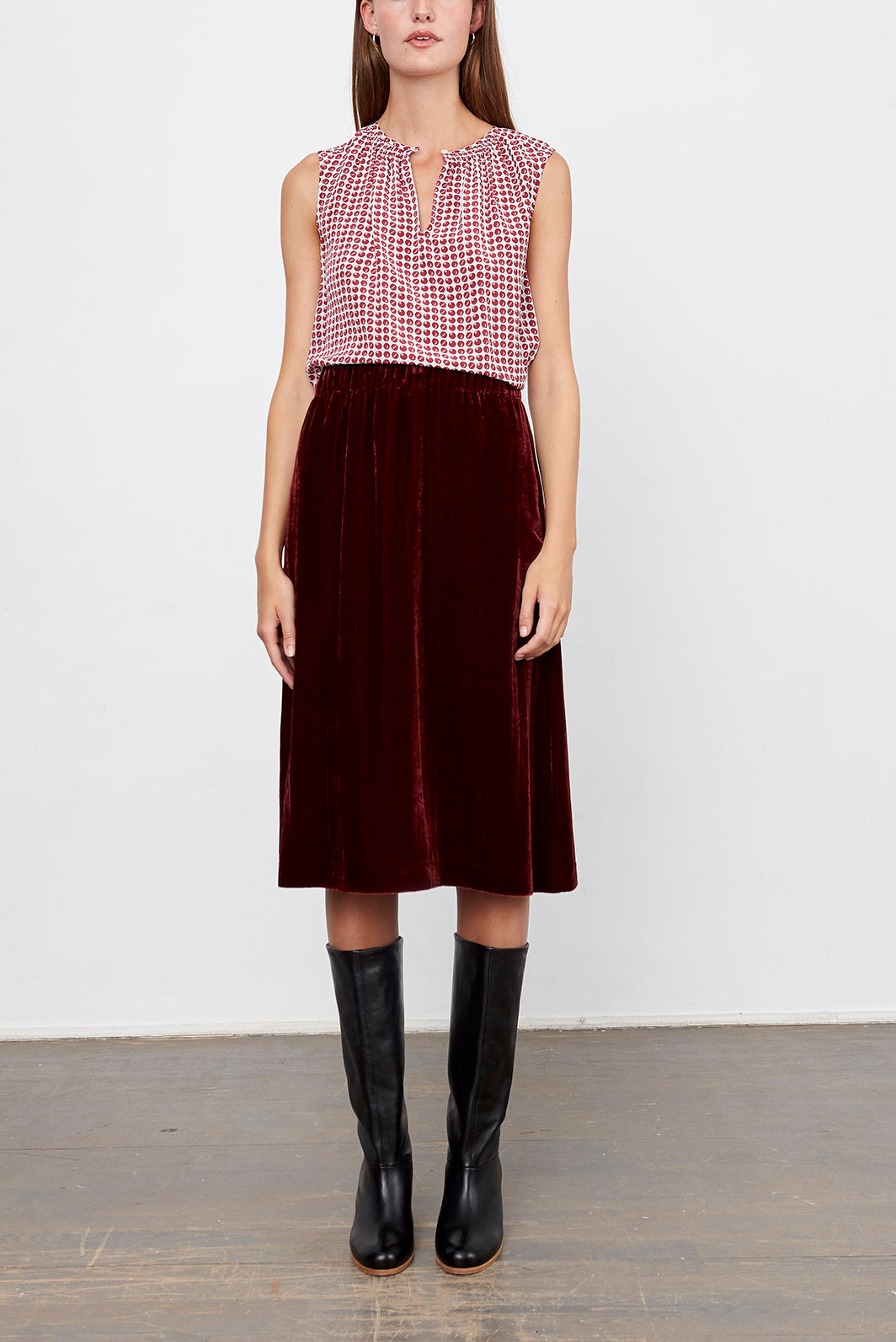 TALLY - Jupe midi velours Faume - seconde main