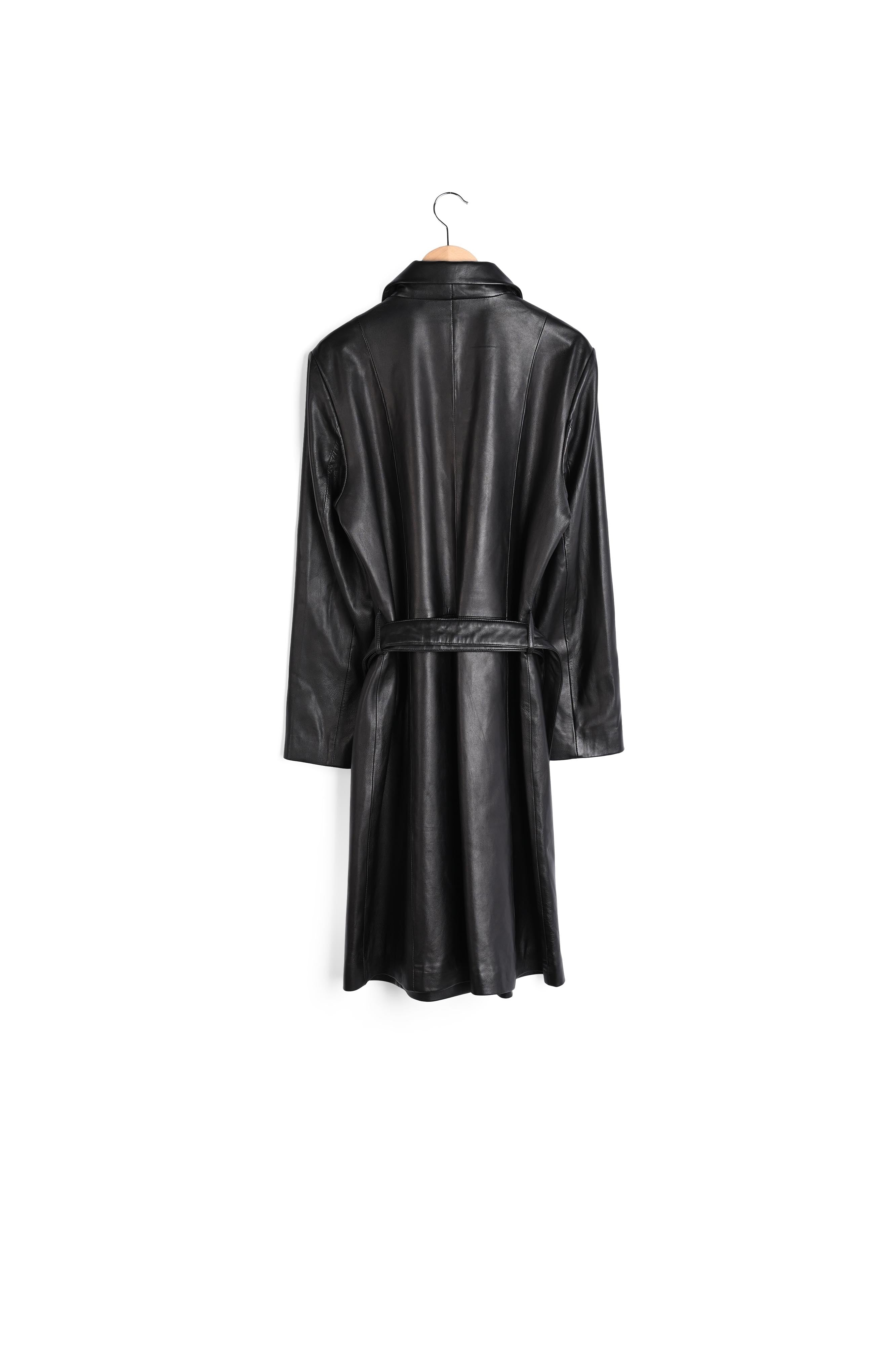 ERIN - Manteau ceinturé en cuir d'agneau Faume - seconde main