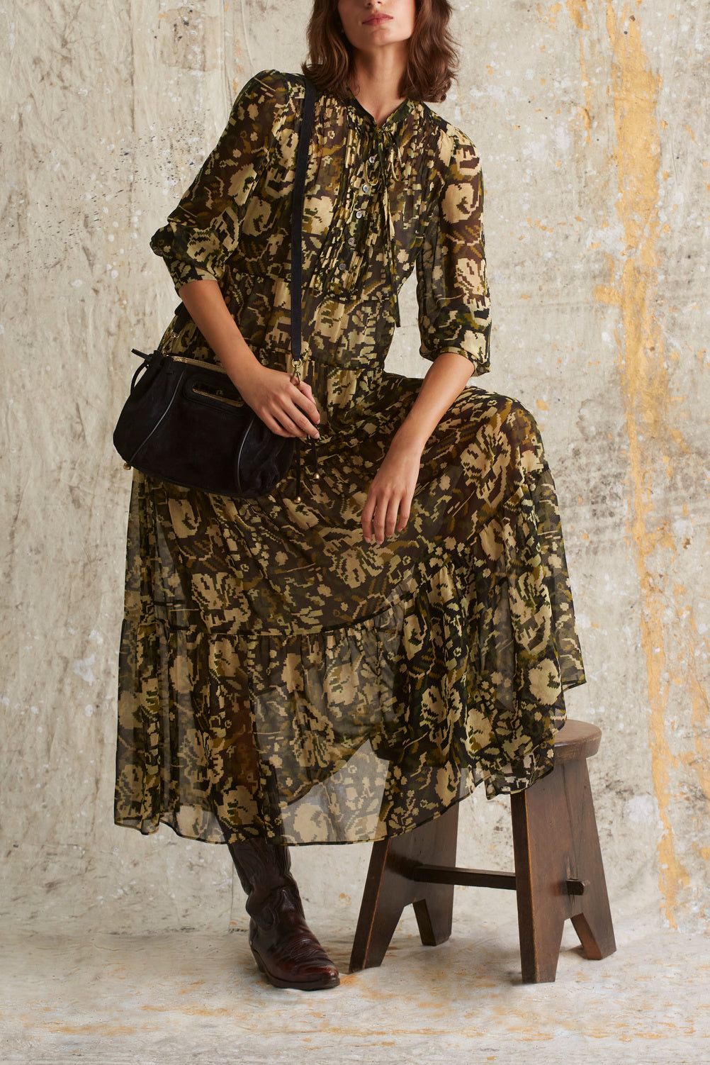 Robe bohème en mousseline à motif Ikat - ADA Faume - seconde main