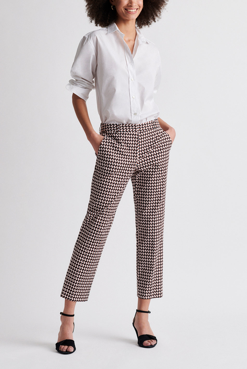 MELANIA - Pantalon droit 7/8 en jacquard de coton Faume - seconde main