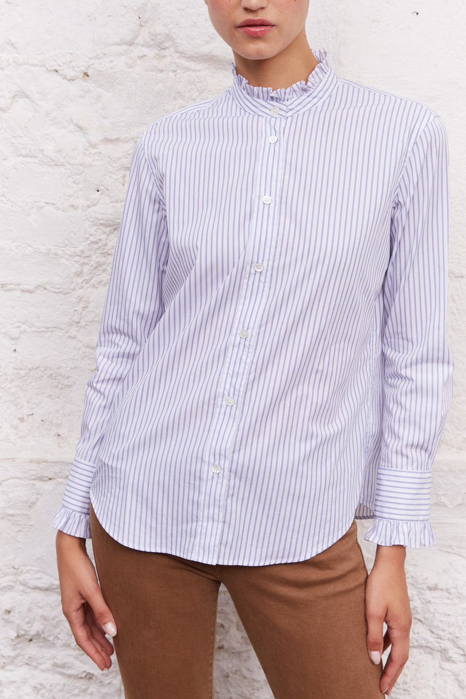 Chemise en coton rayé avec volants - AMBRA Faume - seconde main