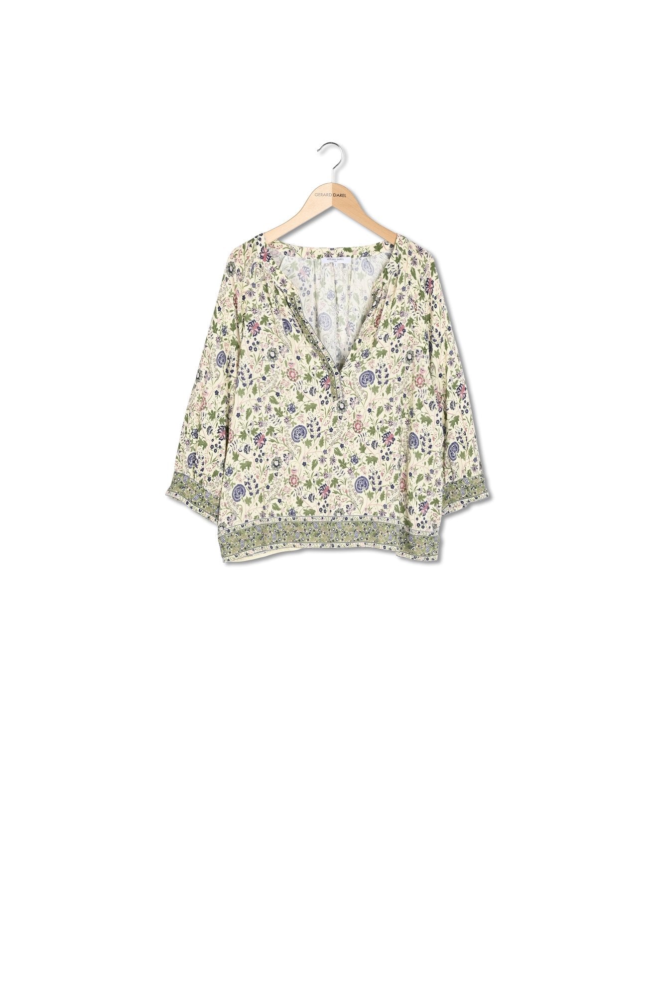 Blouse à motif et finitions contrastées - CAMELLIA Faume - seconde main