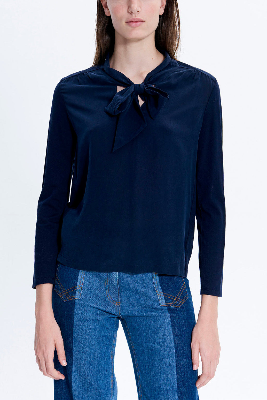 EMERY - Top bimatière lavallière Faume - seconde main