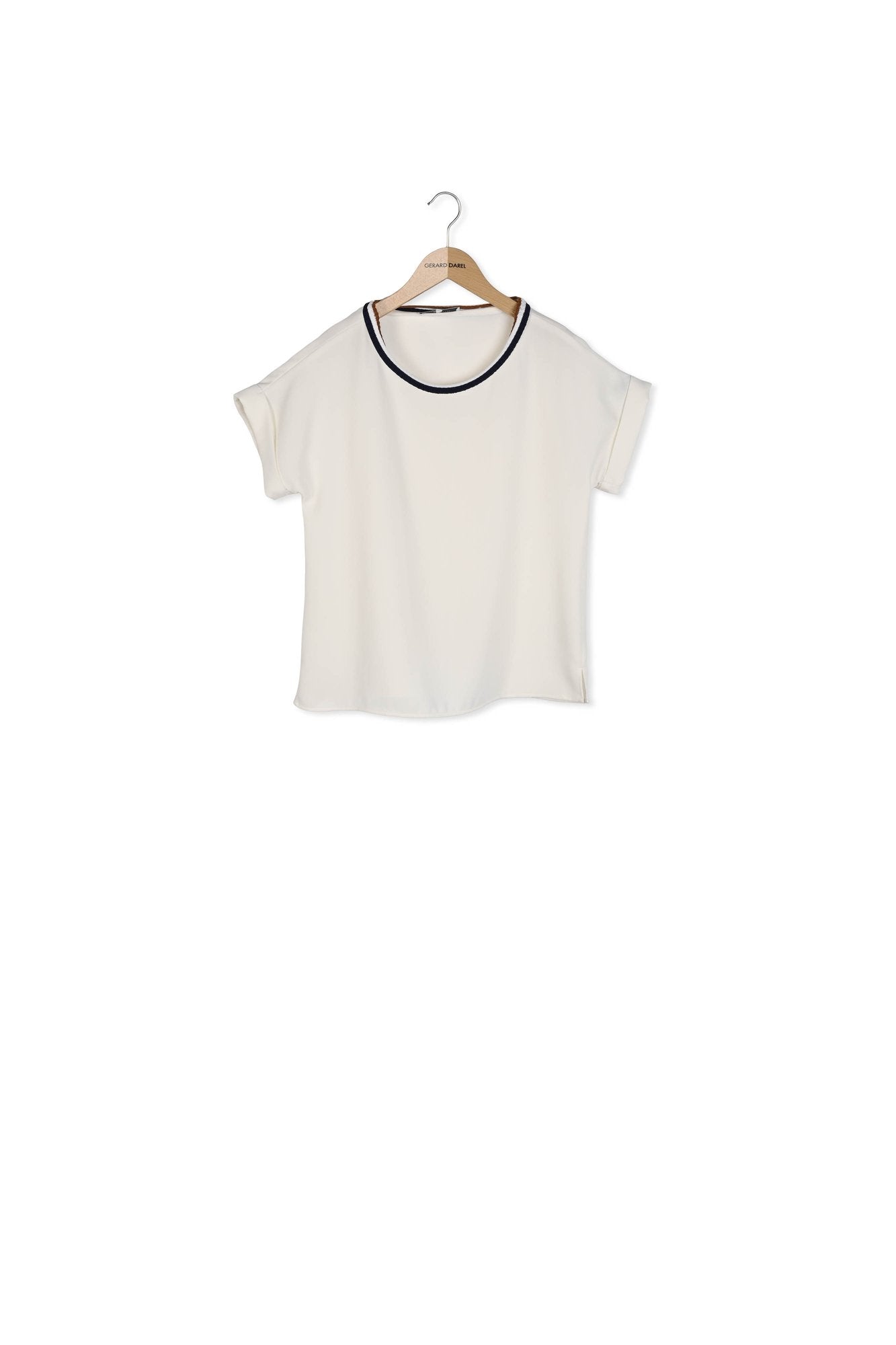 NAYEL - Top en crêpe avec encolure rayée Faume - seconde main