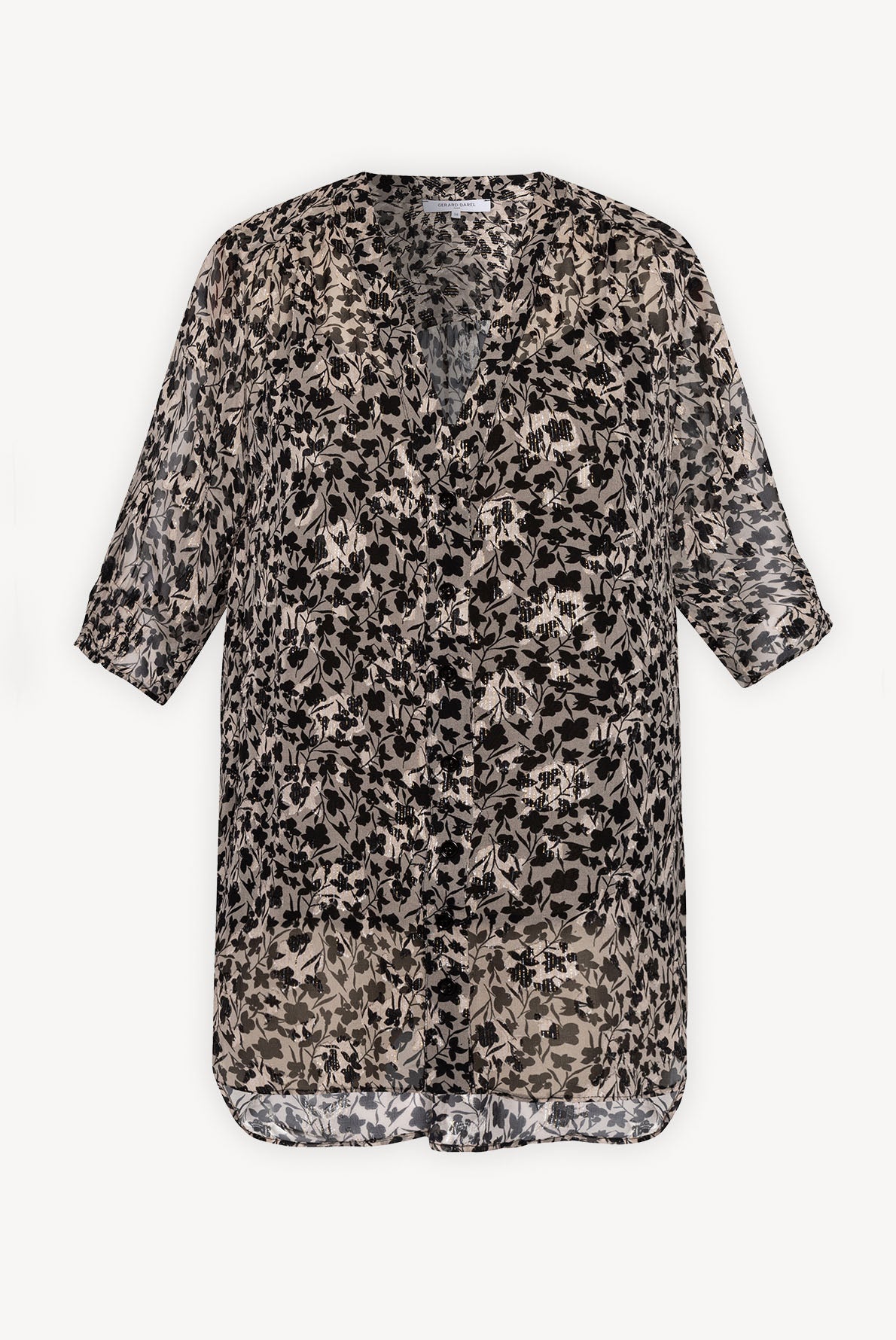 NOVELLA - Blouse imprimée en soie et Lurex Faume - seconde main