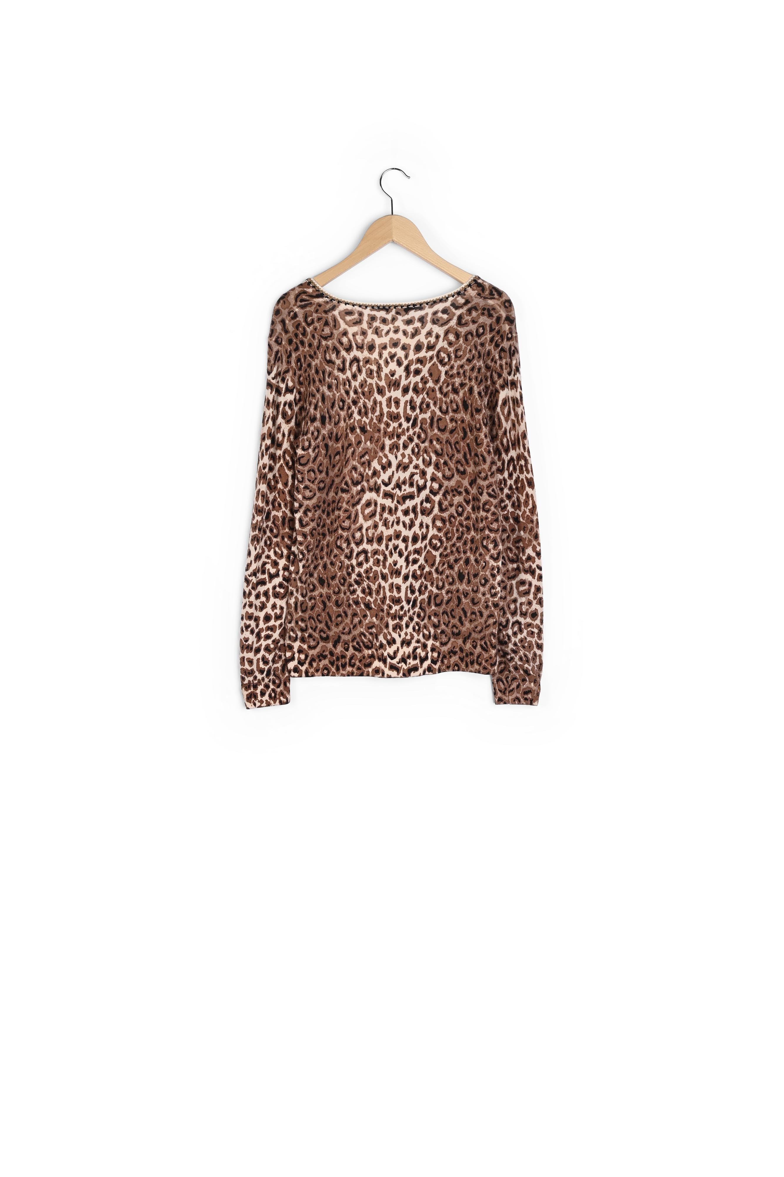 SHIRAZ - Pull fin léopard en laine Faume - seconde main