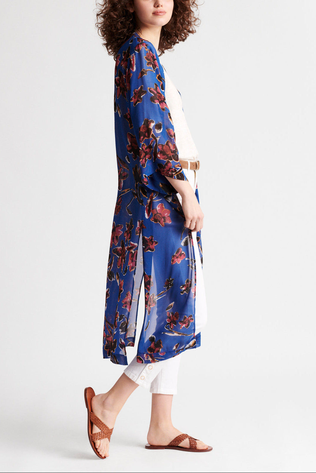 NAYLA - Gilet long et fluide à imprimé floral Faume - seconde main