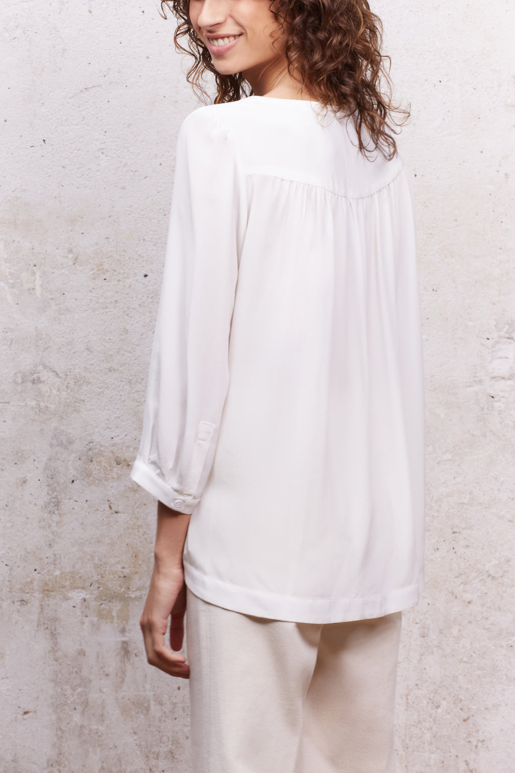 Blouse en soie avec smocks - NICOLE Faume - seconde main
