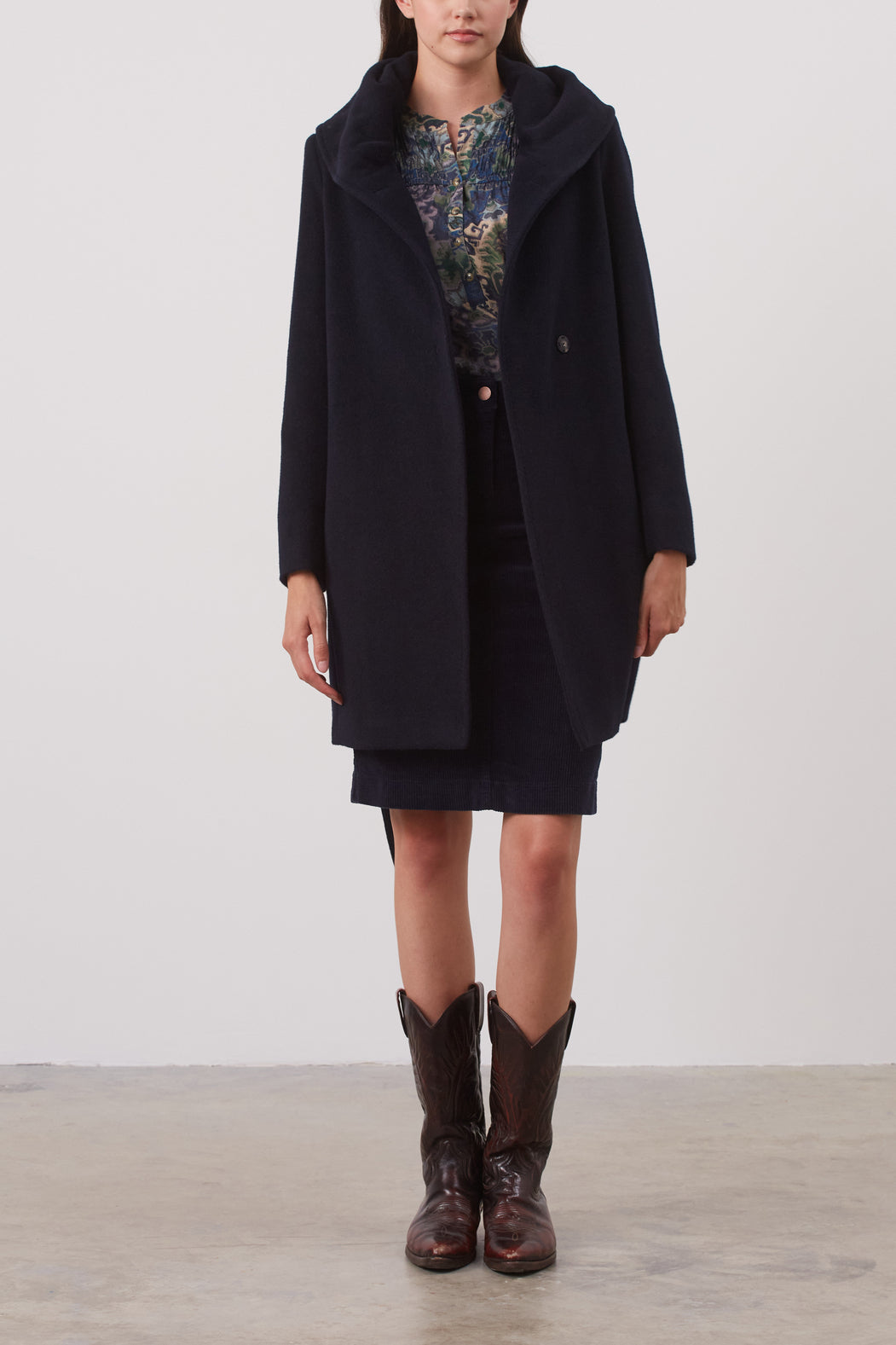 Manteau ceinturé en laine vierge et angora - SYRINE Faume - seconde main