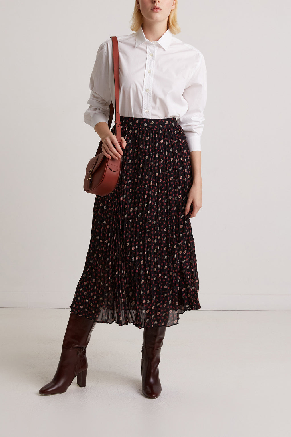 Jupe midi plissée à petites fleurs - BALMA Faume - seconde main