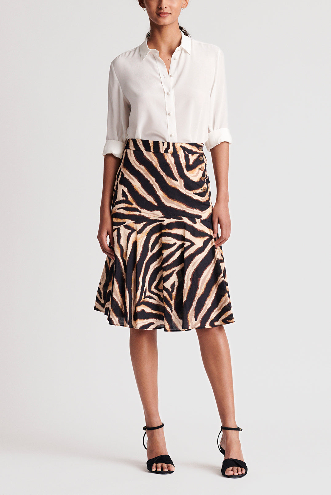 LILLIA - Jupe en coton à imprimé animalier avec volant Faume - seconde main