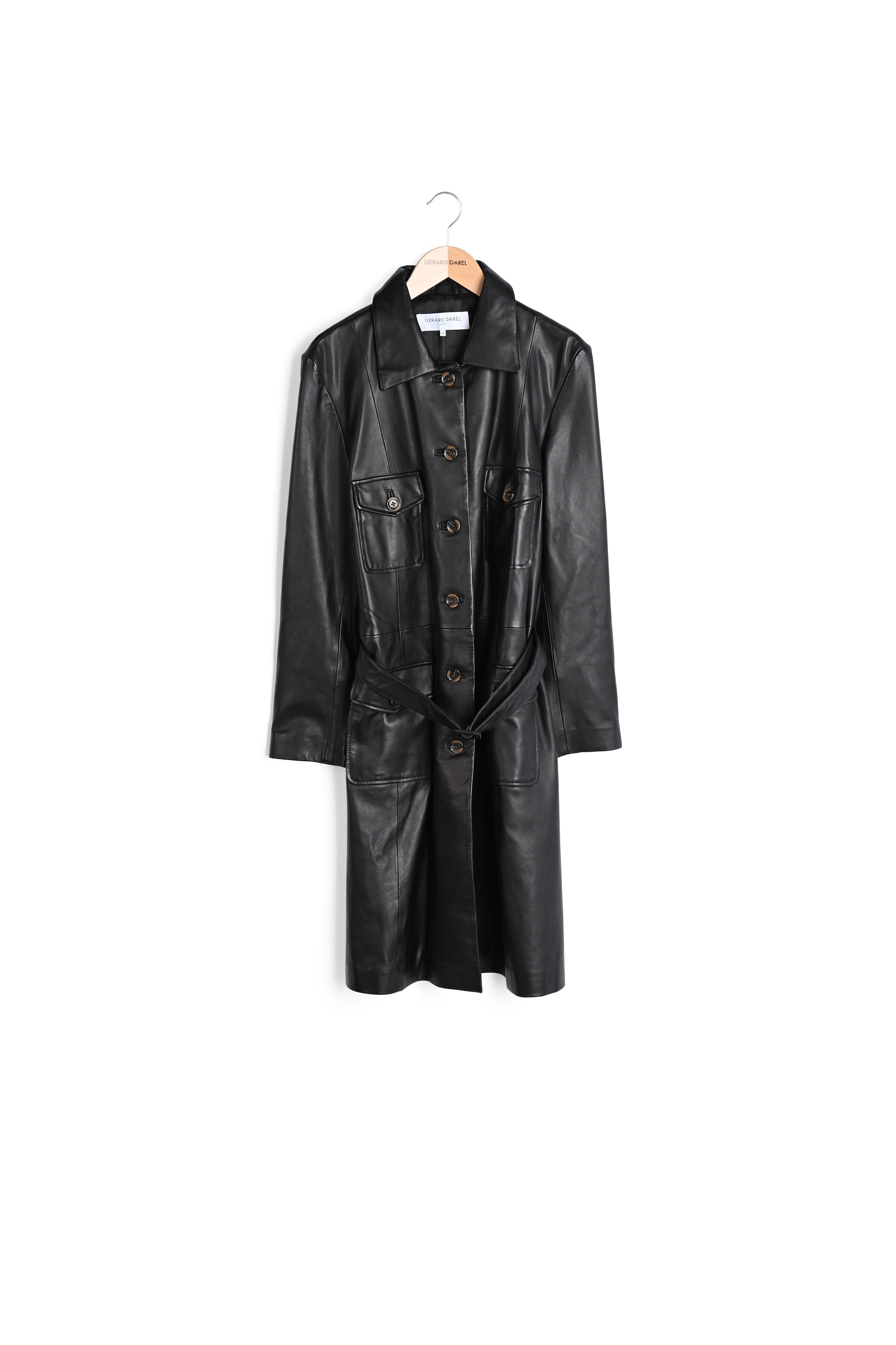 ERIN - Manteau ceinturé en cuir d'agneau Faume - seconde main