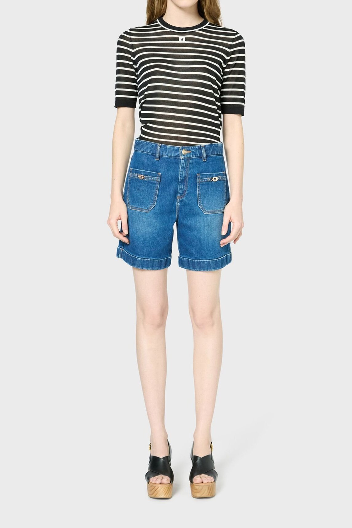 Short en denim à boucles - LOLLY Faume - seconde main