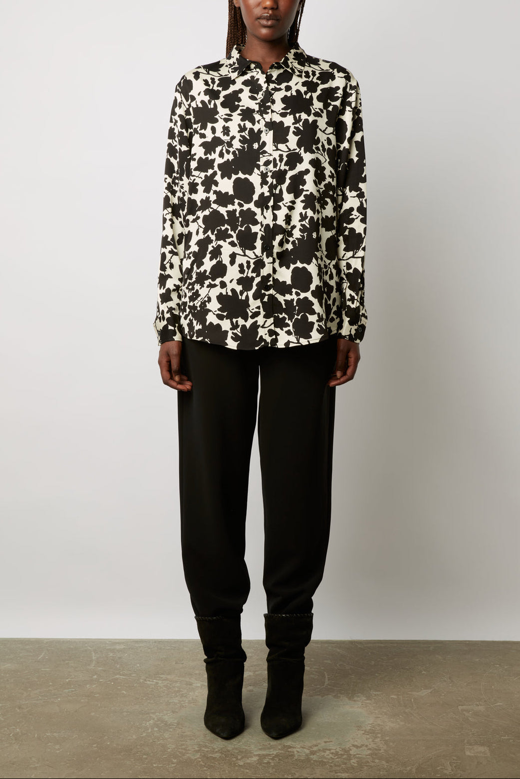 Chemise fluide imprimé fleurs bicolores - CARLA Faume - seconde main