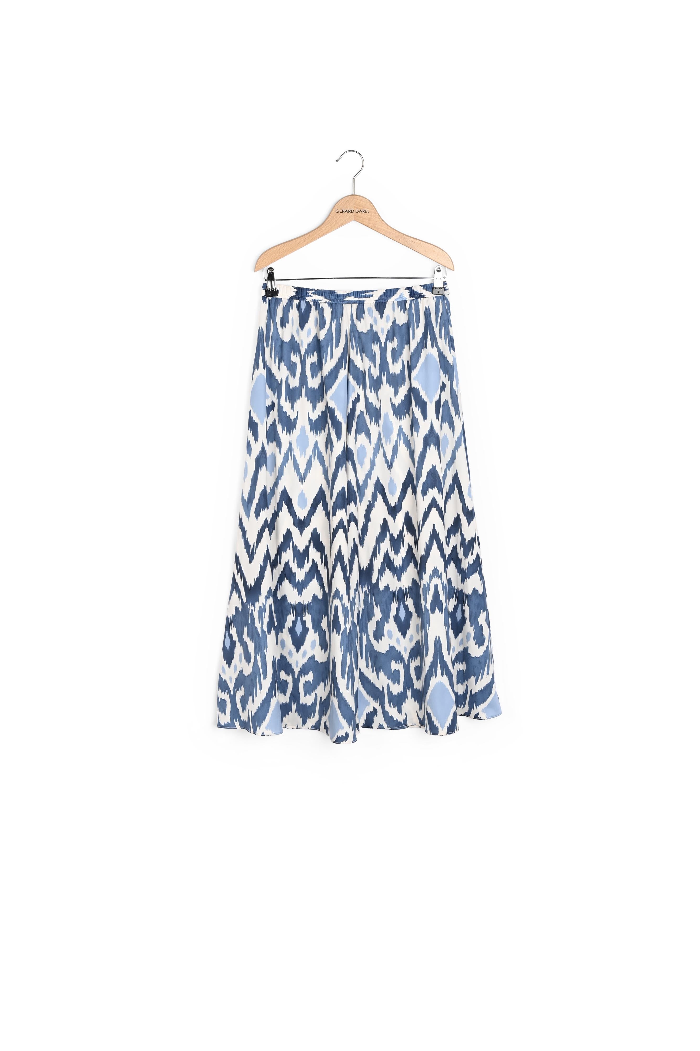 Jupe longue satinée motif Ikat - BLANCHE Faume - seconde main