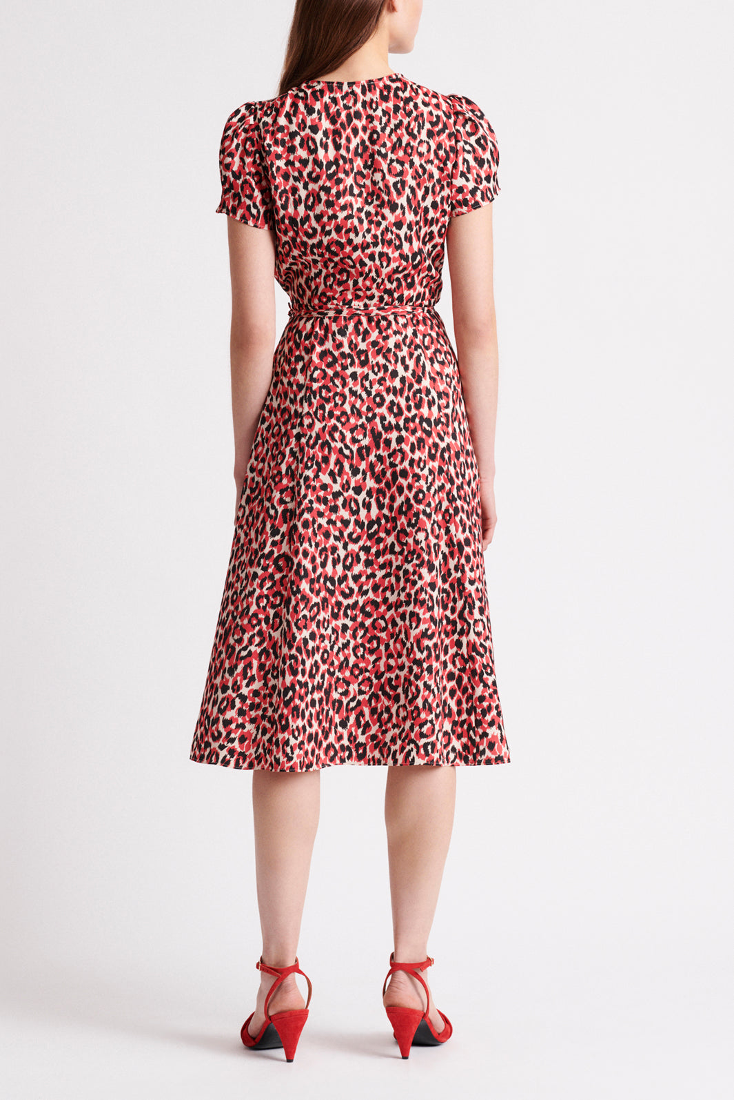 SARA - Robe portefeuille à imprimé léopard Faume - seconde main