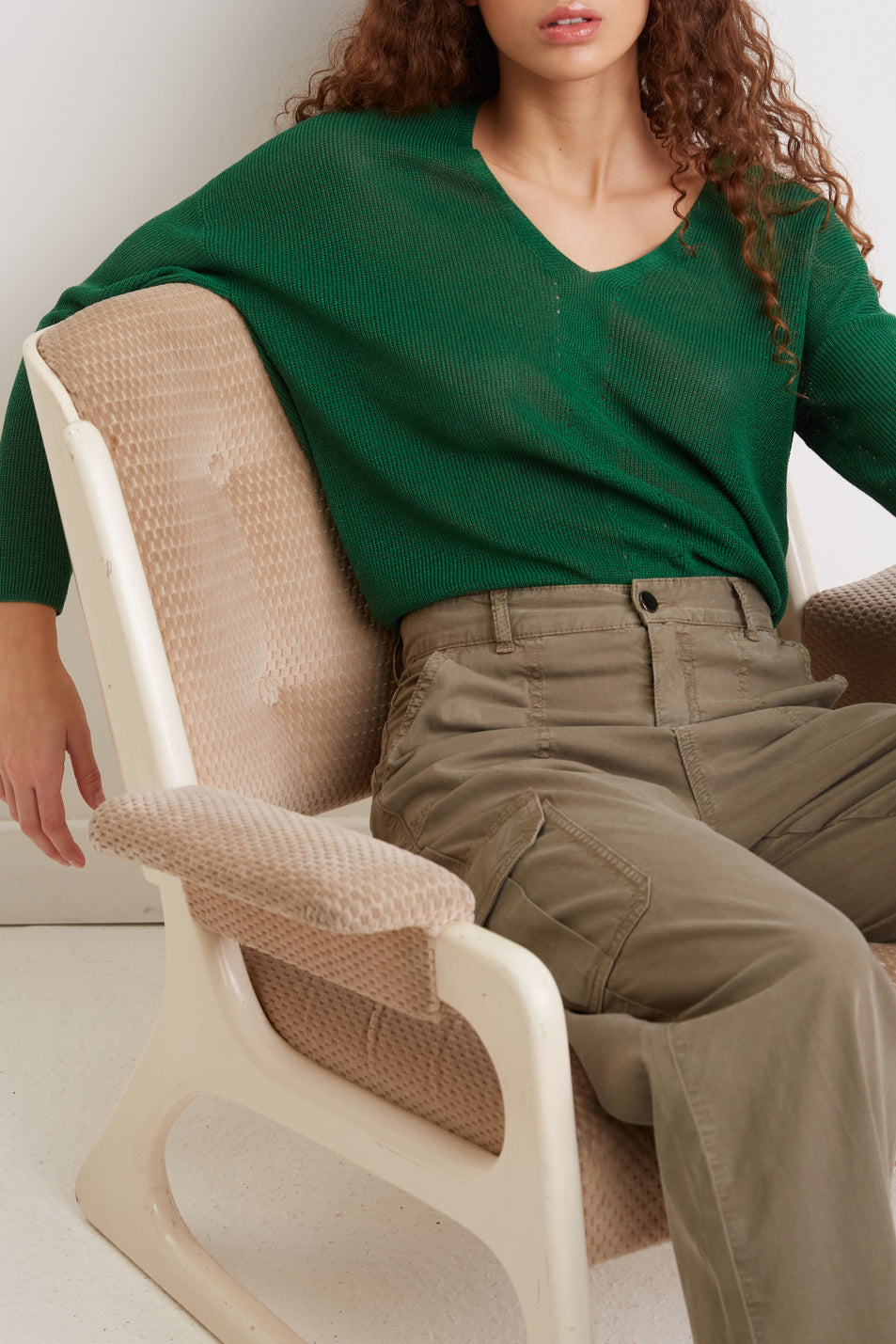 Pull col V en maille fluide - LEOLINE Faume - seconde main