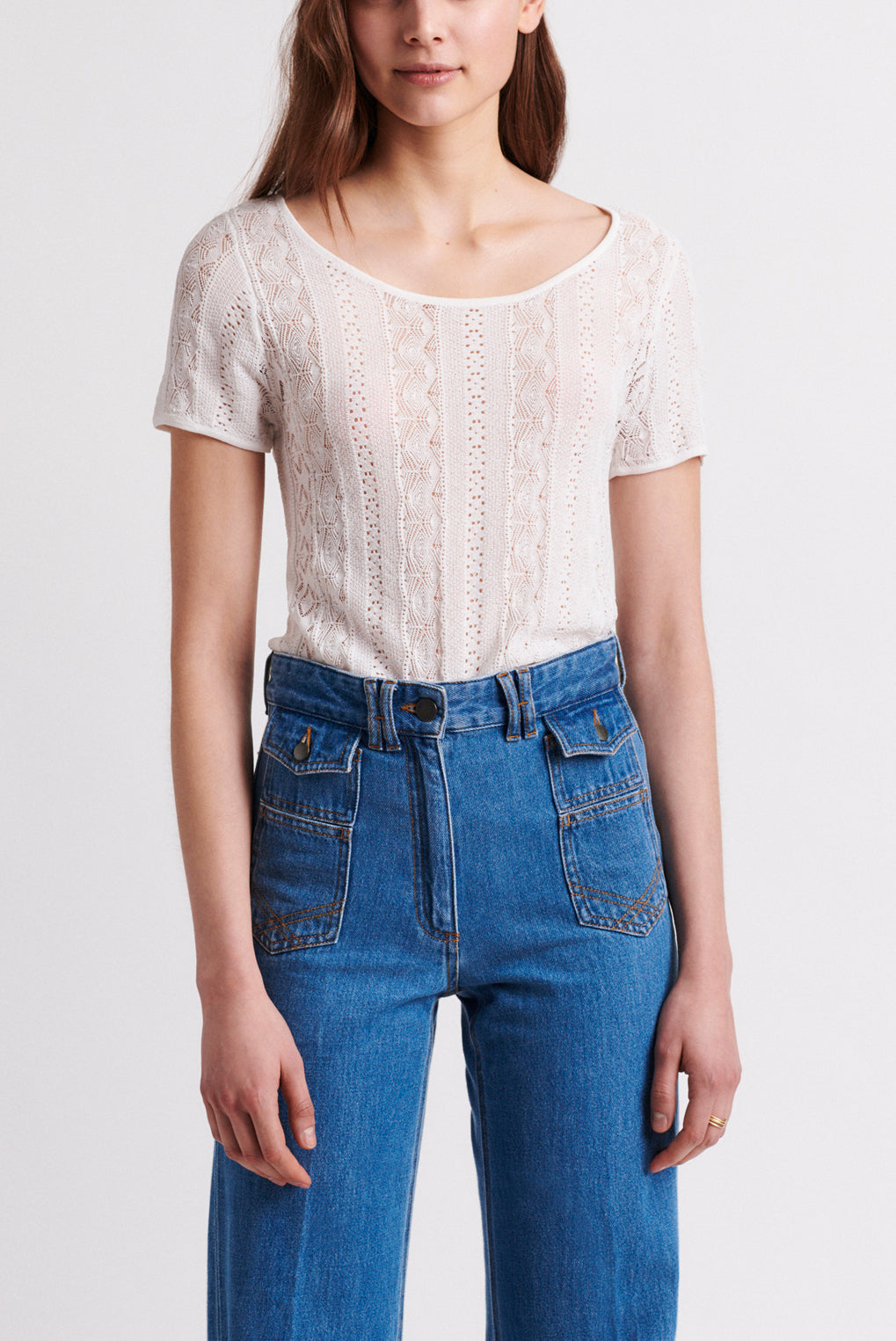 ENDA - Top en maille fine ajourée Faume - seconde main