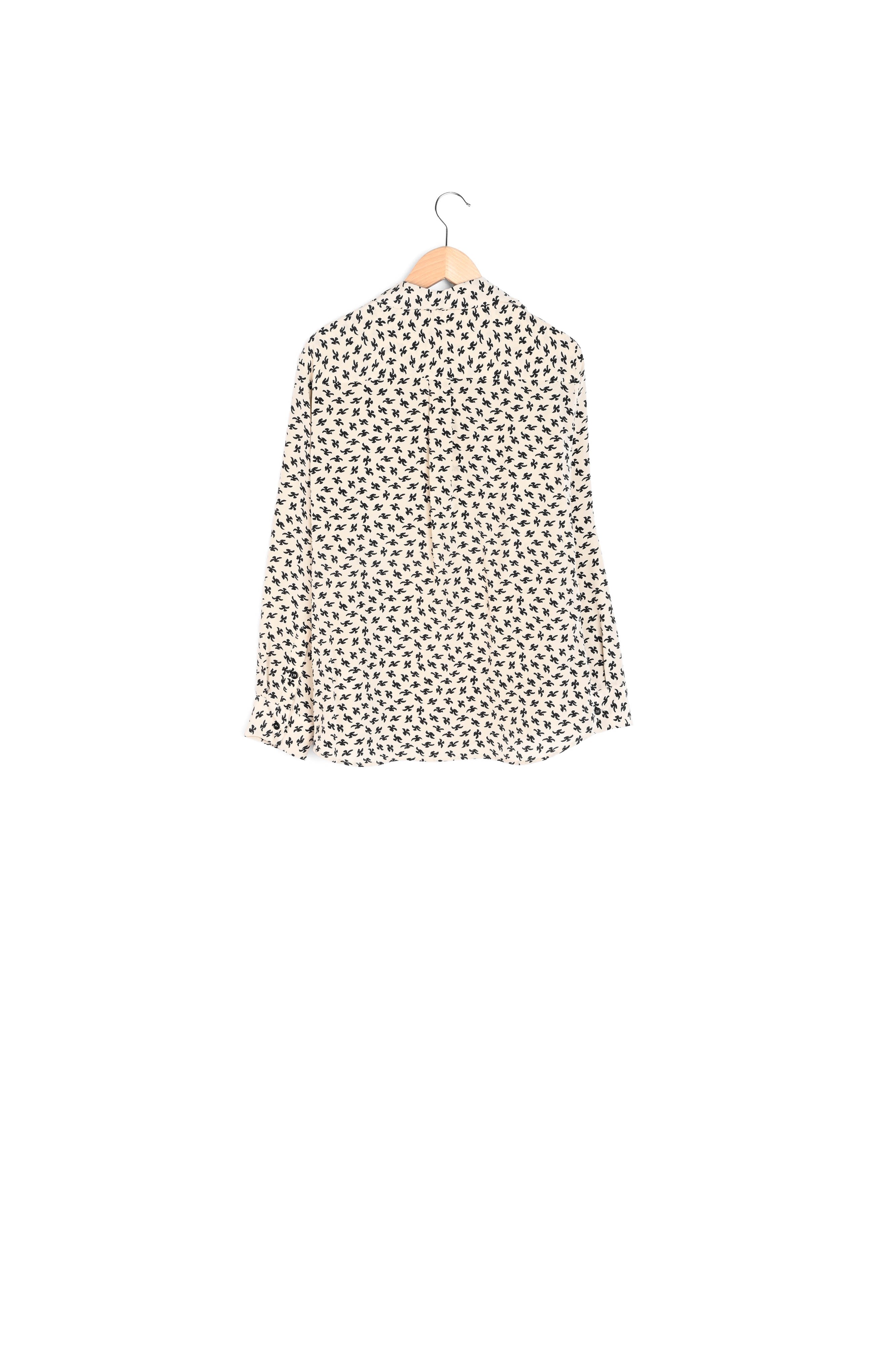 Blouse en soie imprimé oiseaux - CLEA Faume - seconde main