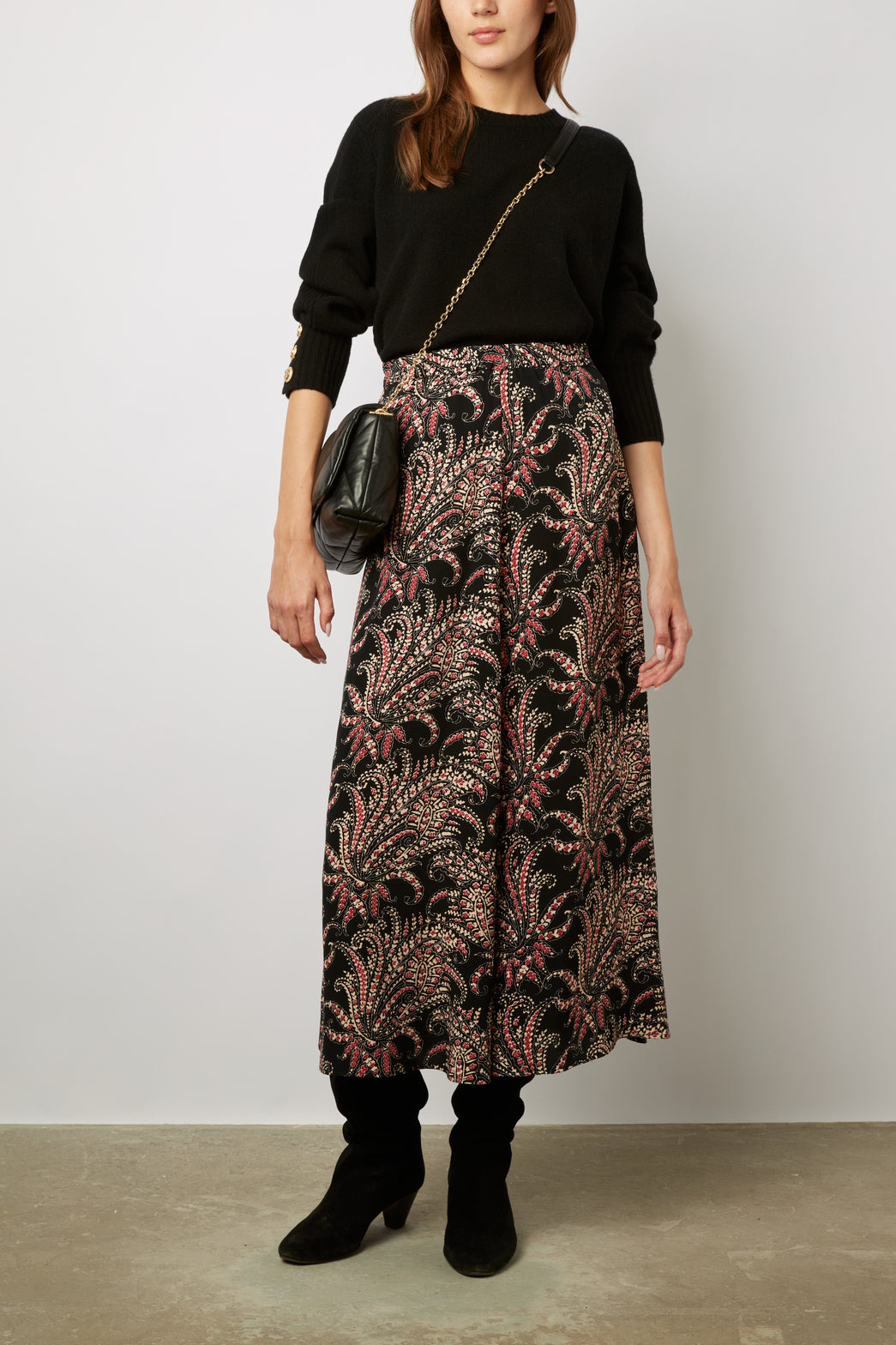 Jupe longue à motif floral contrasté - BASTIAN Faume - seconde main
