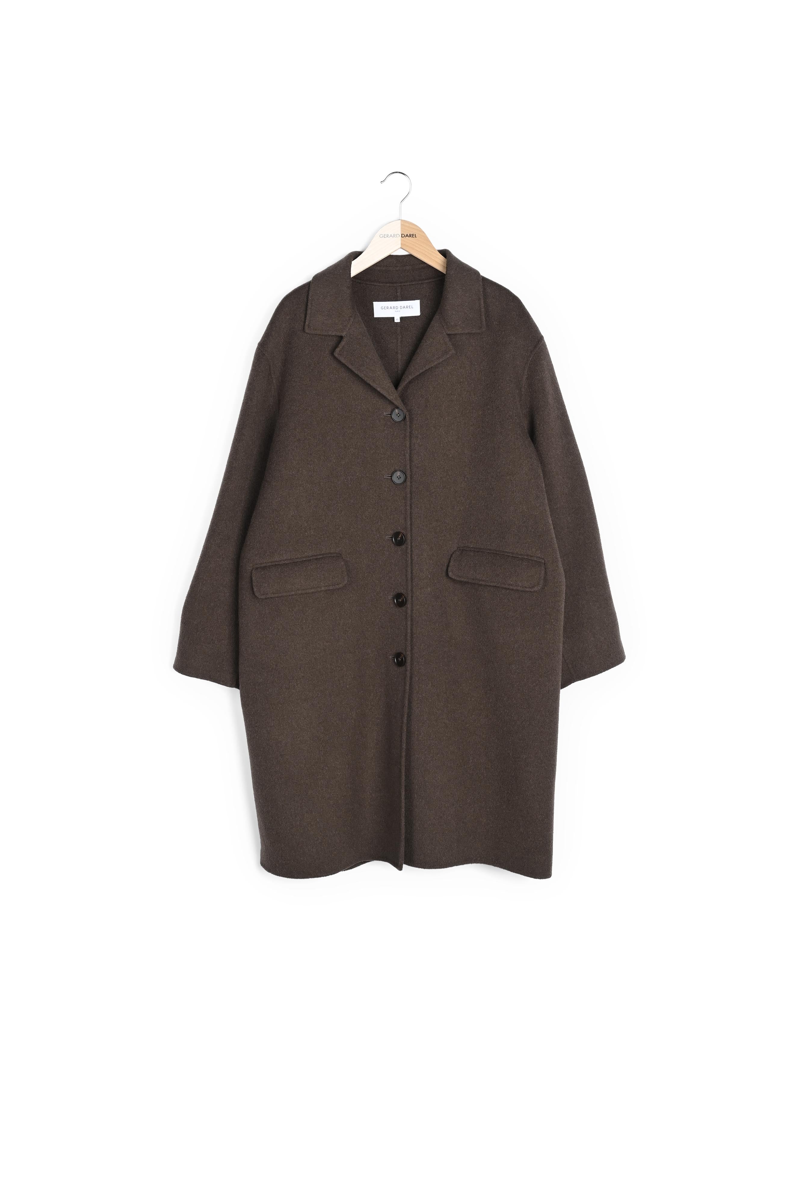 Sandra - Manteau loose en drap de laine Faume - seconde main