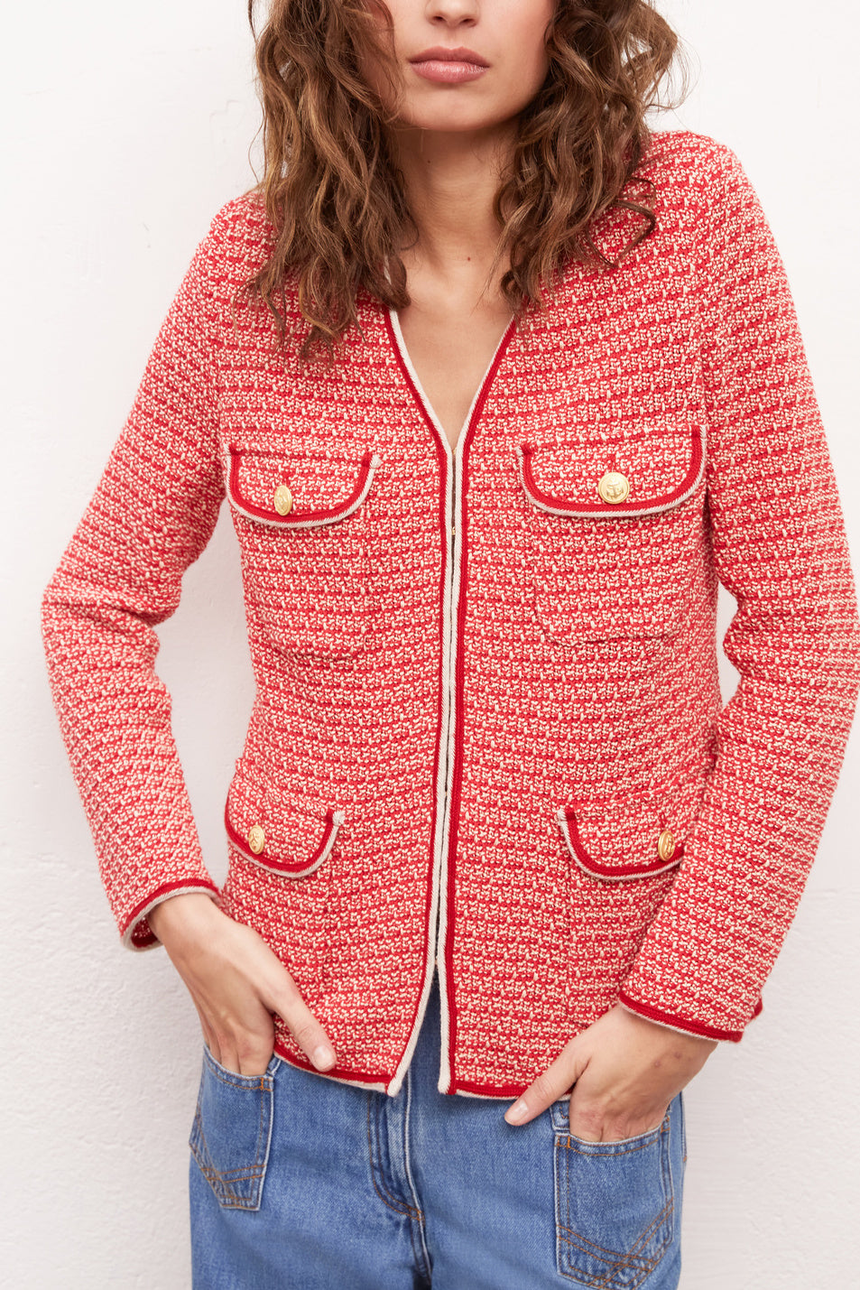 AMADEA - Veste multi-poches en tweed Faume - seconde main