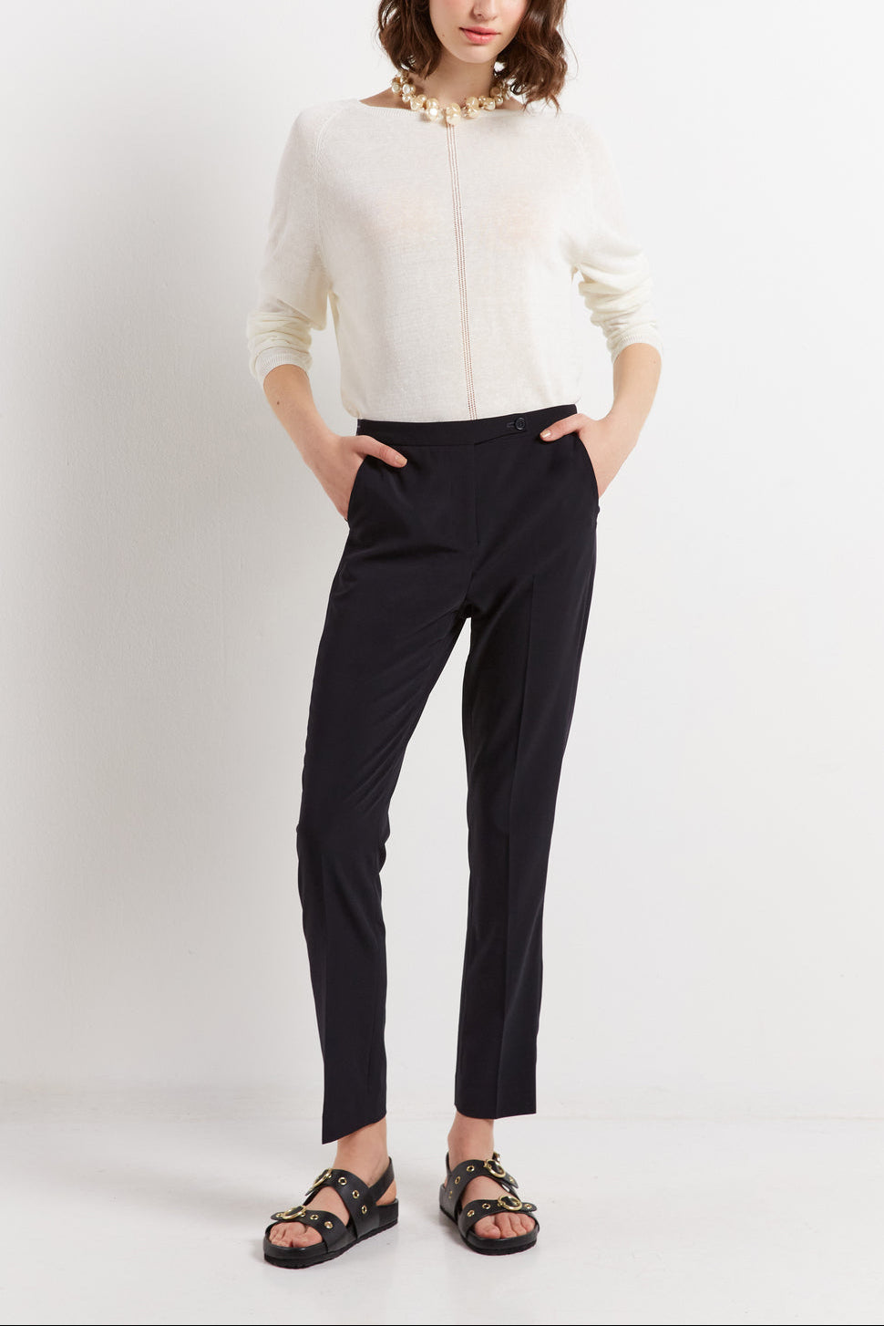 Pantalon de tailleur 7/8 en crêpe Faume - seconde main