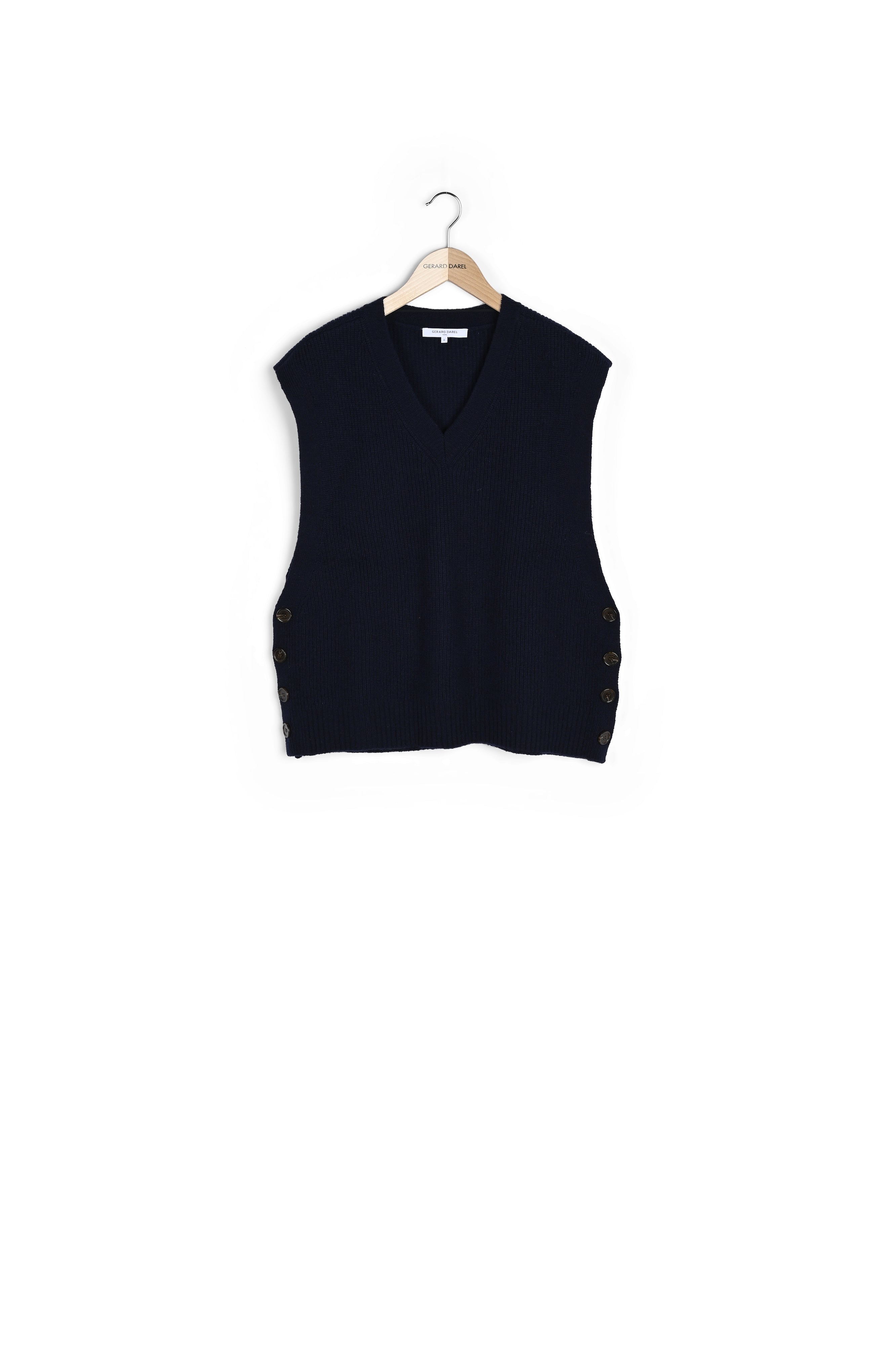 Pull V sans manche en laine à côtes - LUCCIA Faume - seconde main