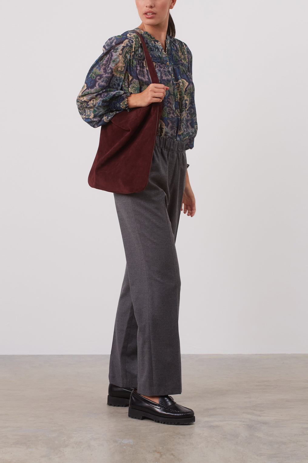 Pantalon tailleur décontracté en flanelle - ELISA Faume - seconde main