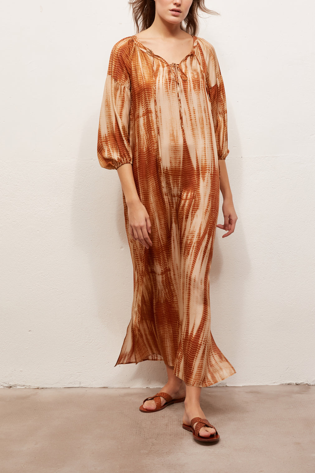 SEINA - Robe longue en soie imprimée Faume - seconde main