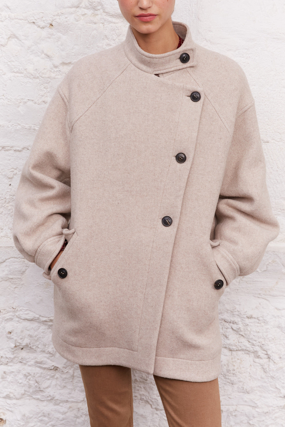 Manteau oversize à boutonnière déportée - SANDIE Faume - seconde main