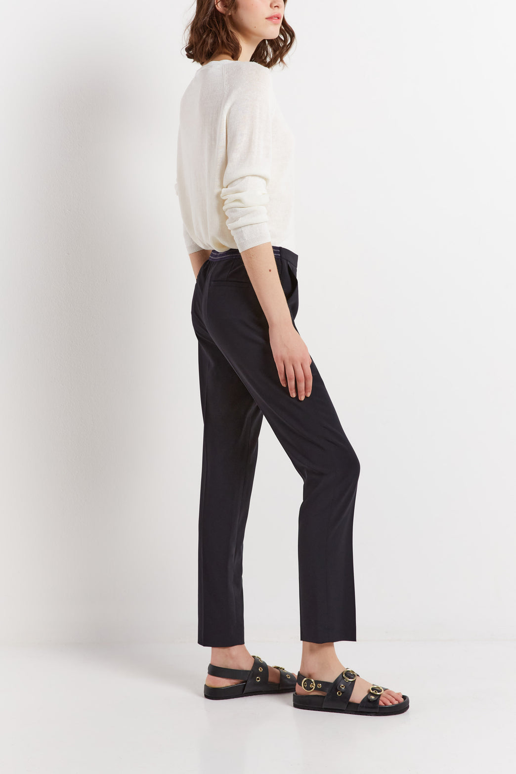 Pantalon de tailleur 7/8 en crêpe Faume - seconde main