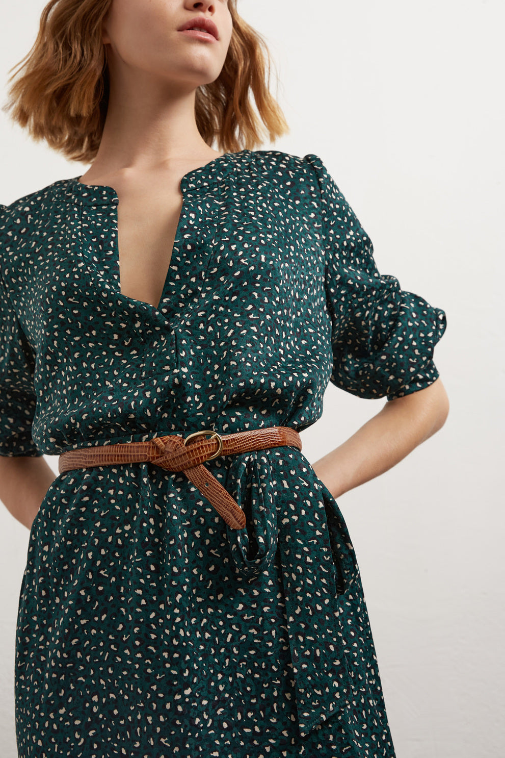 Tracey - Robe ceinturée à imprimé animalier Faume - seconde main