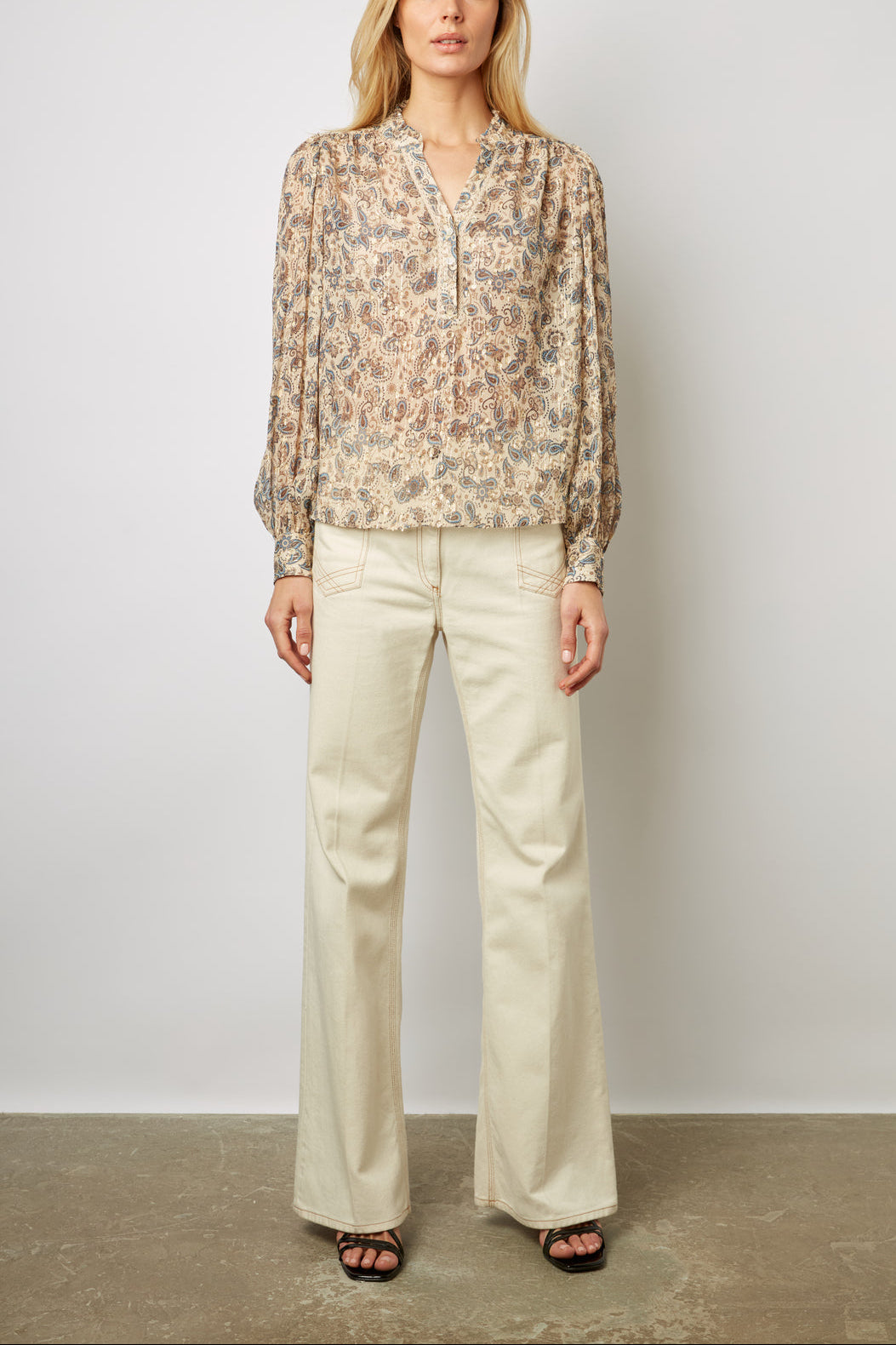 Blouse à motif cachemire et lurex - CLARISSE Faume - seconde main