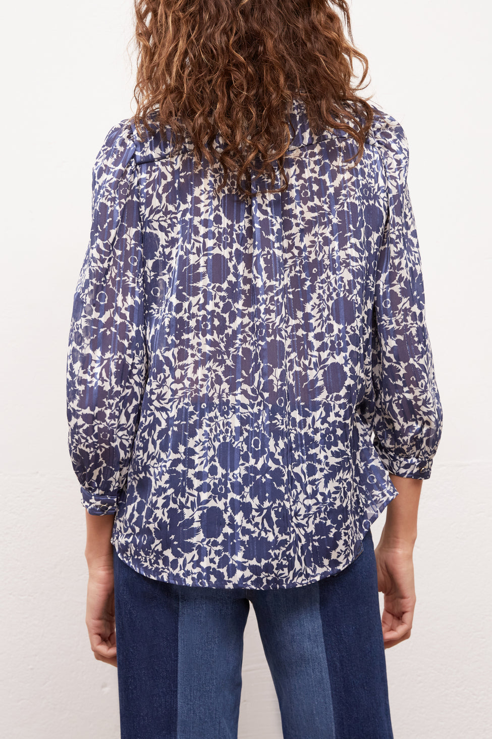 Blouse à imprimé floral avec Lurex Faume - seconde main