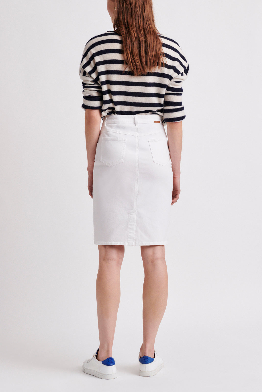 LENI - Jupe droite en coton Stretch Faume - seconde main