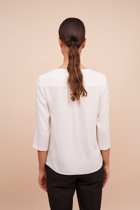 Blouse en crêpe avec encolure zippée - CELESTINE Faume - seconde main