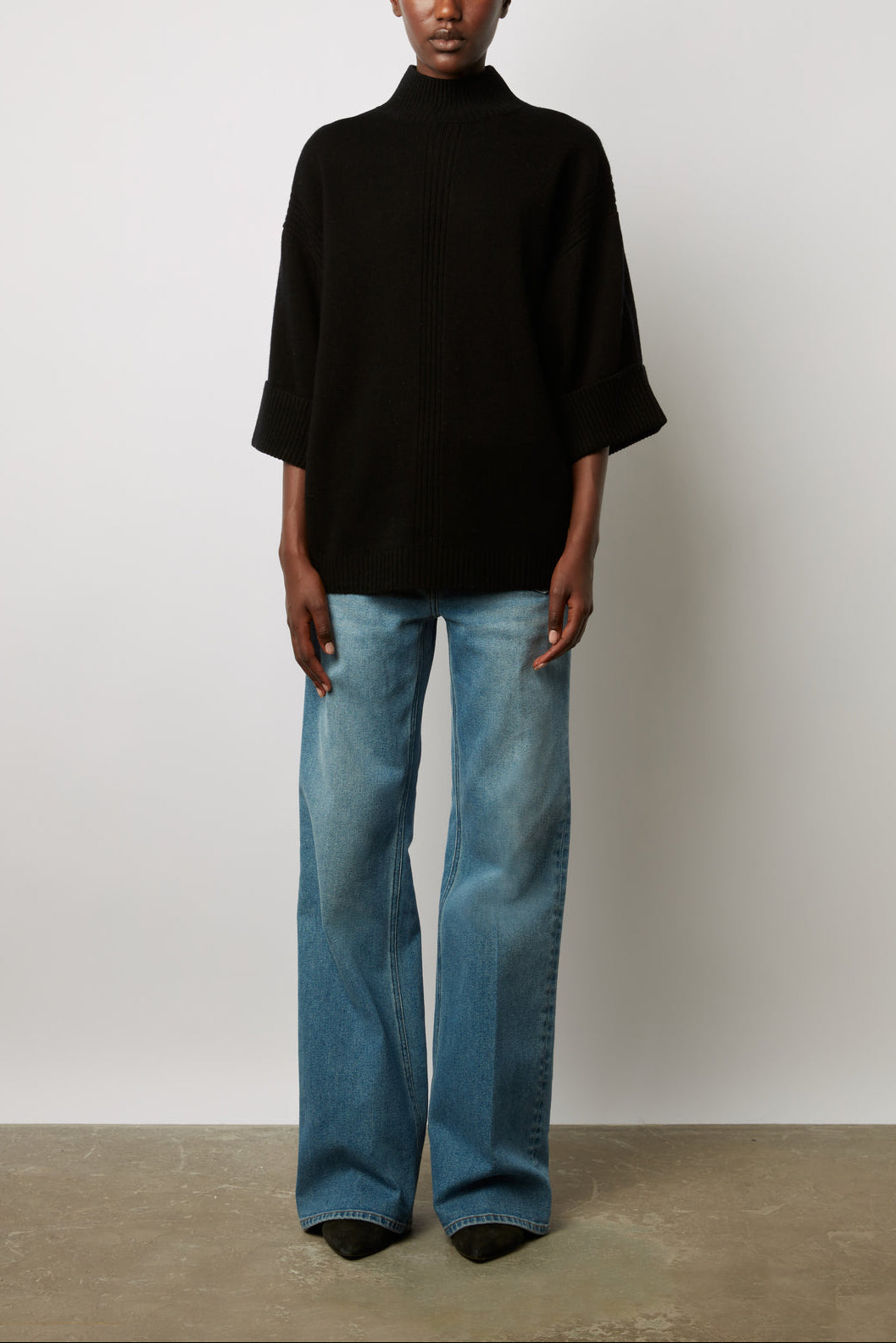 Pull ample à col montant en laine - LAZARINE Faume - seconde main