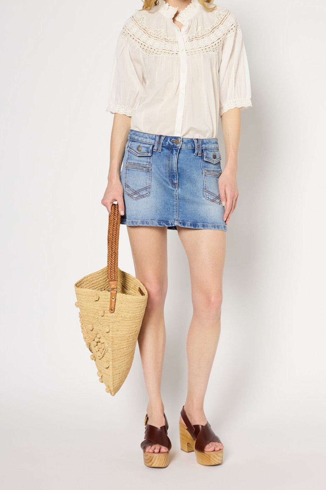 Chemise à broderies en coton - UMBER Faume - seconde main