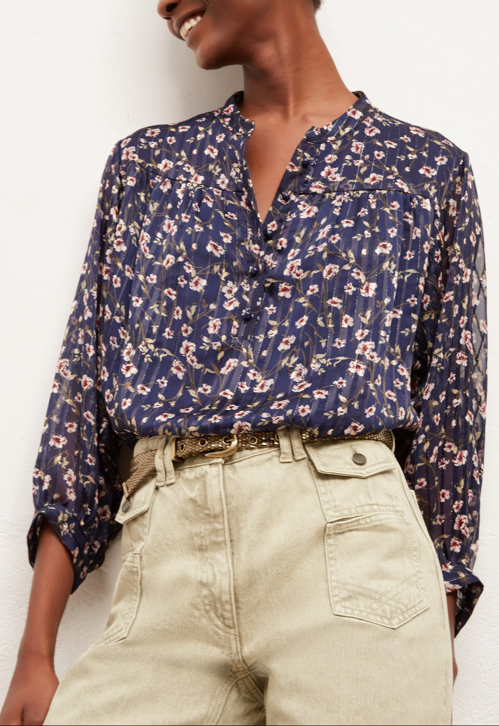NILLA - Blouse façon mousseline avec Lurex Faume - seconde main