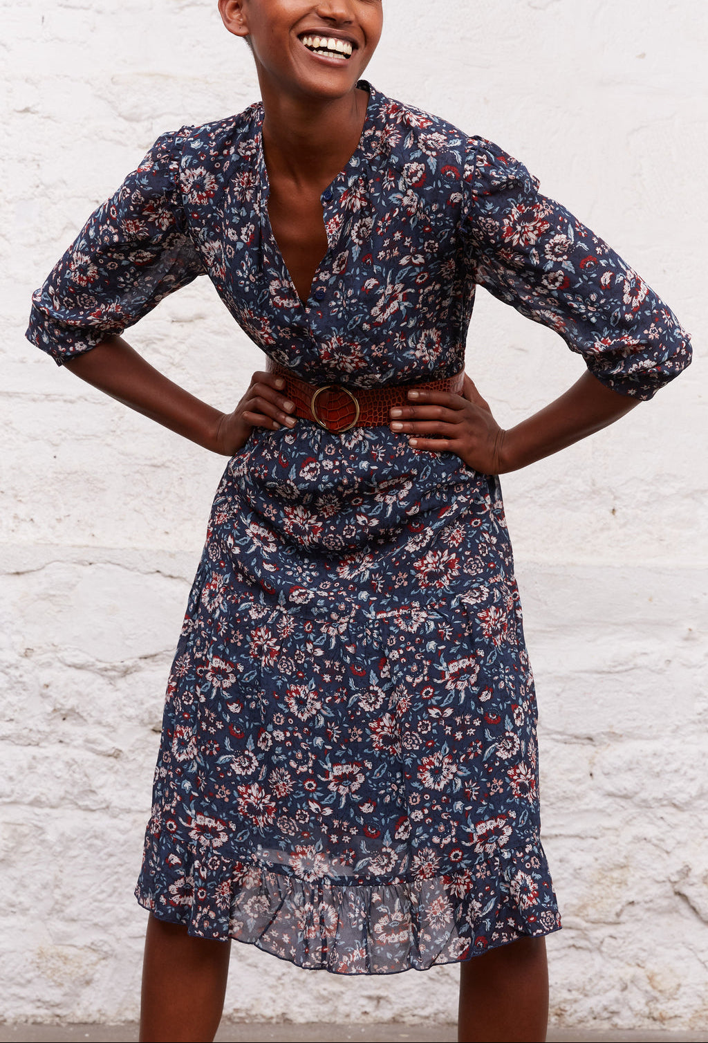 Robe fluide à étages à l'imprimé fleuri - JEANNE Faume - seconde main